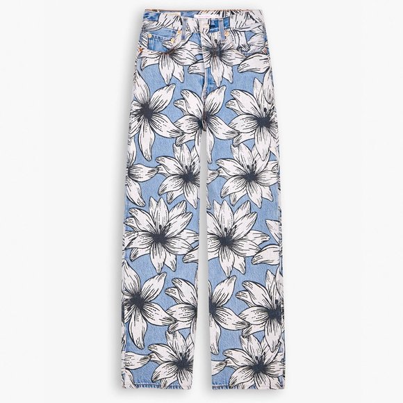 Levi's x Farm Rio Ribcage Cropped Jeans Tropical Flower- Light Wash Size 23 - Picture 3 of 9